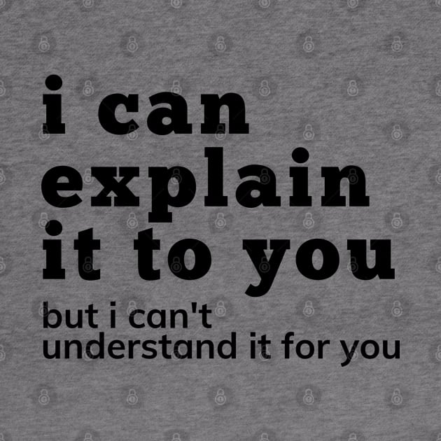 I Can Explain It To You But I Can't Understand It For You. Snarky Sarcastic Comment. by That Cheeky Tee